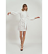 Бяла памучна рокля с перфорации Lela-2 снимка