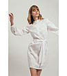 Бяла памучна рокля с перфорации Lela-3 снимка
