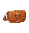 Кафява дамска малка чанта с декоративни шевове Ruzia-3 снимка