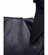Черна дамска чанта от естествена кожа с панделка Rika-2 снимка