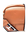 Малка дамска кожена чанта в цвят коняк Viana-2 снимка