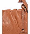 Кафява дамска чанта от естествена кожа с панделка Rika-2 снимка