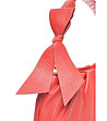 Тъмночервена дамска чанта от естествена кожа с панделка Rika-2 снимка