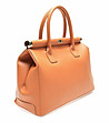 Дамска кожена чанта в цвят коняк Darita-2 снимка