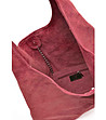 Дамска чанта в бордо от естествен велур Dora-3 снимка