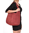 Дамска чанта в бордо от естествен велур Dora-4 снимка