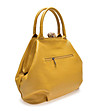 Дамска чанта от естествена кожа в цвят горчица Nona-1 снимка