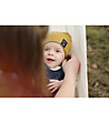 Бебешка памучна шапка в цвят горчица Wild animals-3 снимка