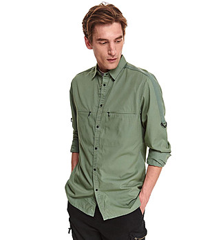 Зелена памучна мъжка риза Josto снимка