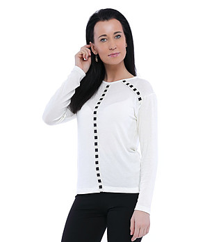 Дамска бяла блуза Krystyna с черни детайли снимка