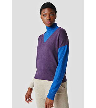 Дамски пуловер в лилаво и синьо Esmeralda снимка