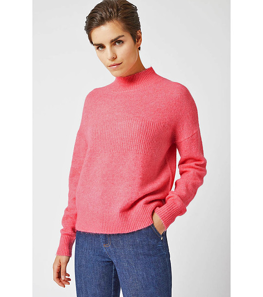 Дамски пуловер в меланж на цвят корал Vivi с вълна и мохер снимка