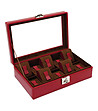 Червена кутия за часовници от естествена кожа-3 снимка
