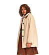 Светлобежово дамско пухкаво палто Kalona-3 снимка