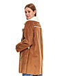 Кафяво дамско палто с пух Mireille-2 снимка
