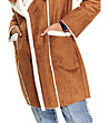 Кафяво дамско палто с пух Mireille-4 снимка