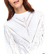 Бял дамски пуловер с ажурени кантове Emala-3 снимка