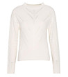 Бял дамски пуловер с ажурени кантове Emala-4 снимка