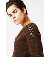 Кафяв дамски пуловер с мохер и вълна Samana-1 снимка