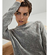 Дамски пуловер в сив меланж Alseia с вълна и мохер-3 снимка