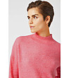 Дамски пуловер в меланж на цвят корал Vivi с вълна и мохер-2 снимка