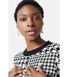 Дамски черно-бял пуловер с естествени влакна на пепит Mireille-2 снимка