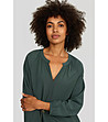 Тъмнозелена дамска блуза-2 снимка