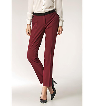 Елегантен дамски панталон в цвят бордо Lorna снимка