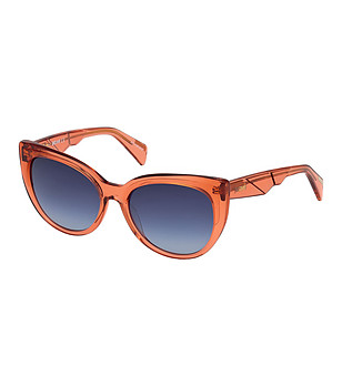 Дамски слънчеви очила в оранжев нюанс с прозрачна рамка снимка