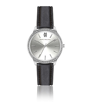 Дамски часовник с черна каишка от естествена кожа Julia снимка