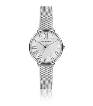 Сребрист дамски часовник с бял циферблат Marie снимка