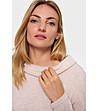 Светлорозов дамски пуловер-3 снимка