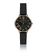 Черен дамски часовник с корпус в розовозлатисто-0 снимка
