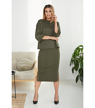 Комплект от блуза и пола в зелено Volena снимка