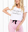 Памучна дамска пижама в бяло и розово Flawless-2 снимка