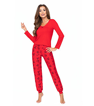 Дамска червена пижама Mickey снимка