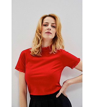 Червена дамска памучна блуза Alisha снимка