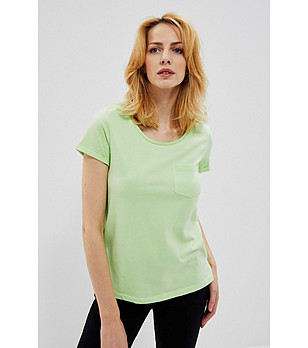 Памучна светлозелена дамска блуза с джоб Lilis снимка