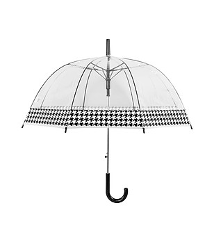 Прозрачен чадър с кант с принт  снимка