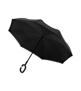 Черен чадър с обратно отваряне снимка