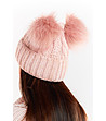 Розова дамска шапка с помпони Abena-1 снимка