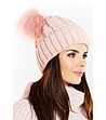 Розова дамска шапка с помпони Abena-2 снимка