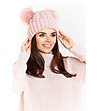 Розова дамска шапка с помпони Abena-3 снимка