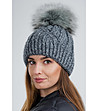 Сива дамска зимна шапка с помпон Farida-0 снимка