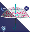 Прозрачен чадър на розови точки със светлоотразителен кант-0 снимка