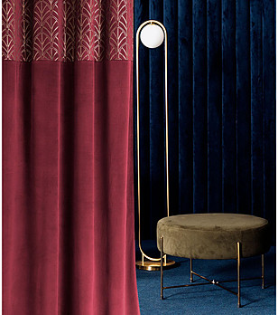 Плътна завеса с фигурални мотиви 140х280 см в бордо снимка