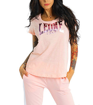 Памучна розова дамска тениска Walla снимка