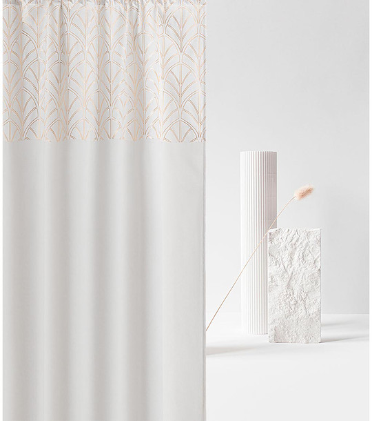 Плътна бяла завеса с фигурални мотиви 140х250 см снимка