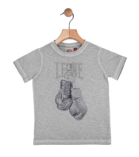 Детска памучна тениска в сив меланж снимка