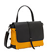 Дамска чанта в жълто и черно от текстил и естествена кожа Detroit-3 снимка